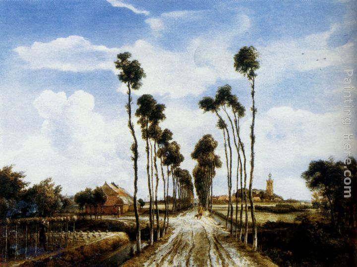 The Road To Middelharnis painting - Meindert Hobbema The Road To Middelharnis art painting